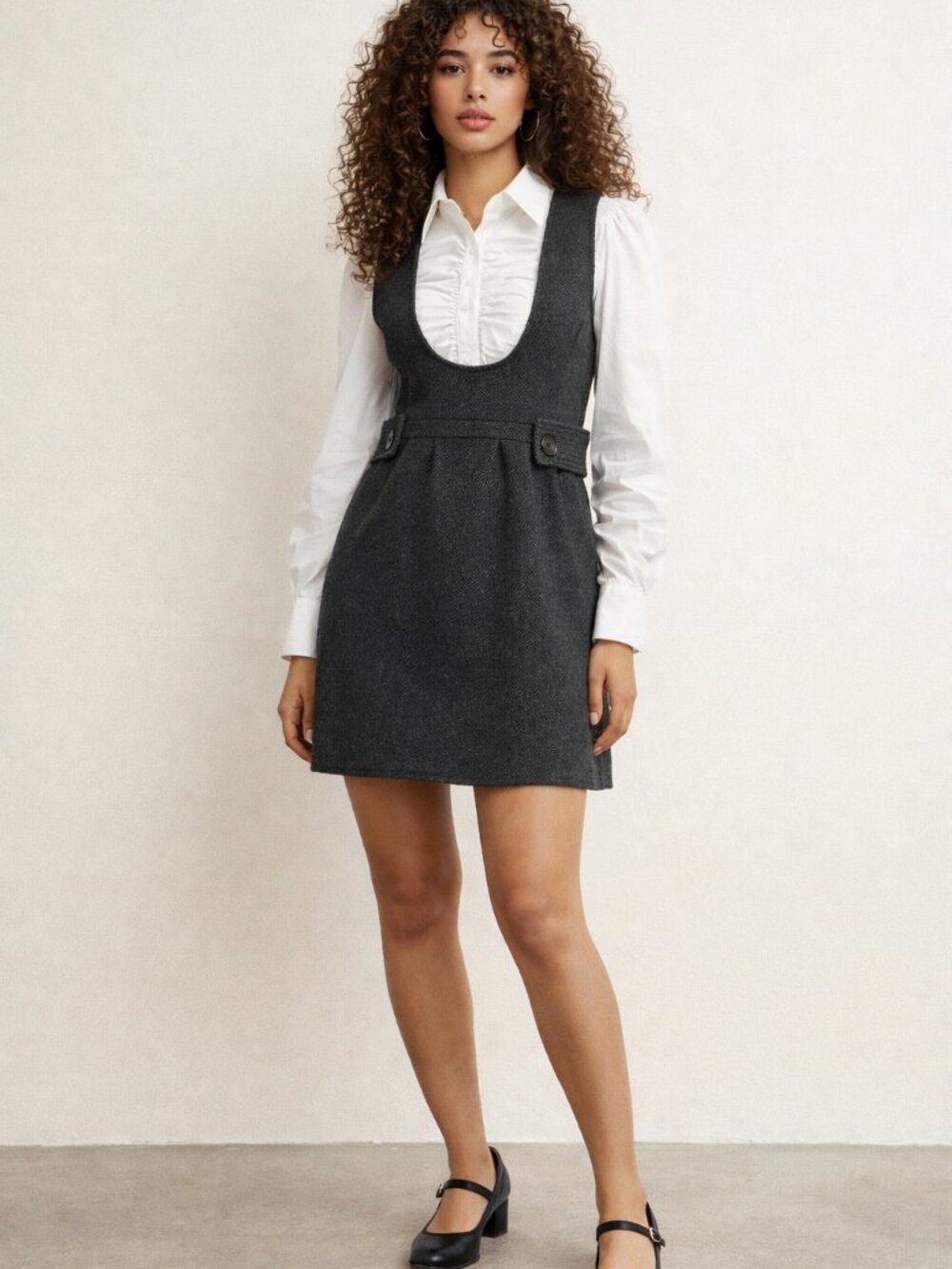 charcoal grey wool dress